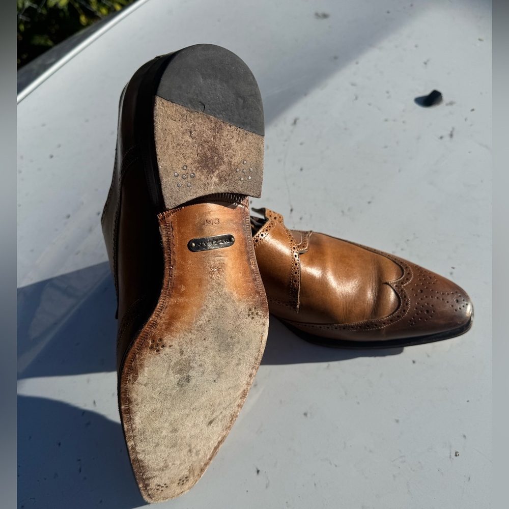Mezlan Tan Leather Wingtip Oxfords - Picture 3 of 3